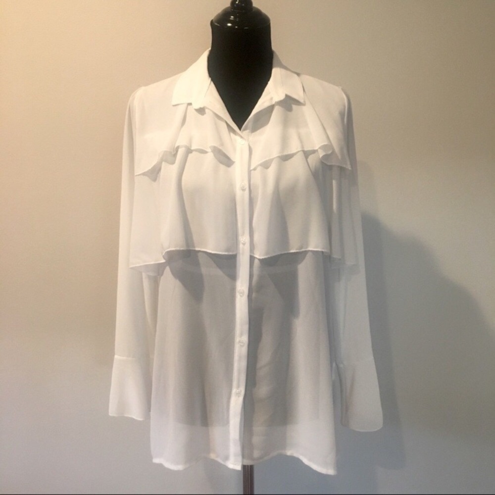 NWOT Sheer layered white blouse